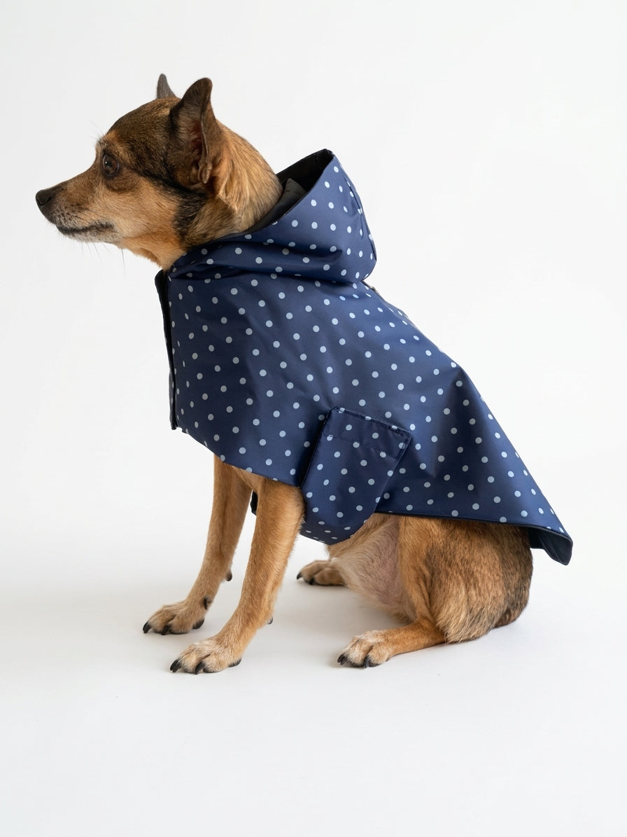 Imperméable Polka Dot Bleu Marine pour Chien 🐾 | Manteau Pluie Imperméable | Milati Paris