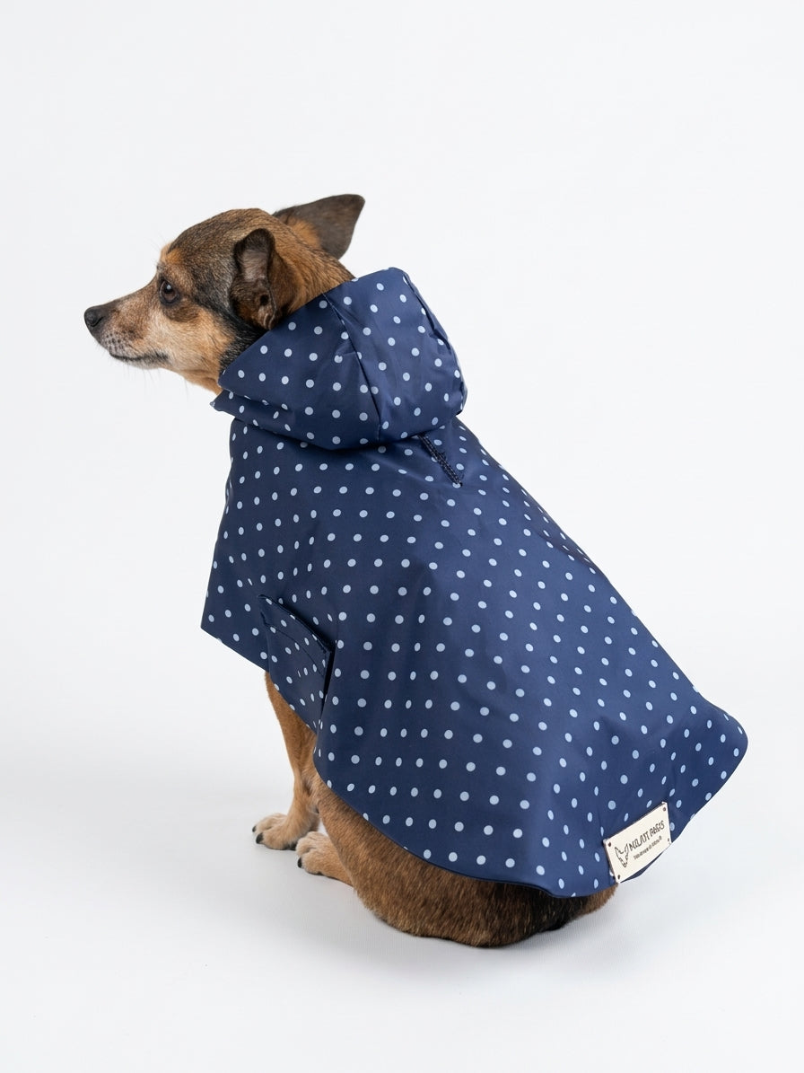Imperméable Polka Dot Bleu Marine pour Chien 🐾 | Manteau Pluie Imperméable | Milati Paris