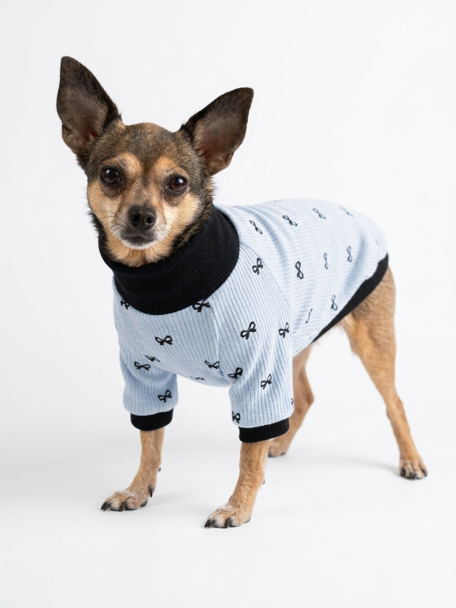 Pull Manches Longues Étoiles Bleu pour Chien & Chat 🌙 | Vêtement Doux Coton | Milati Paris