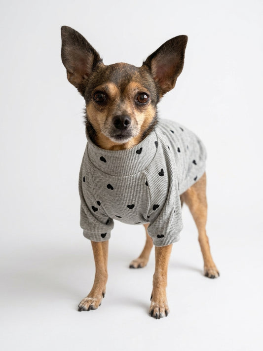 Pull Manches Longues Pois Gris pour Chien & Chat 🐾 | Vêtement Doux Coton | Milati Paris