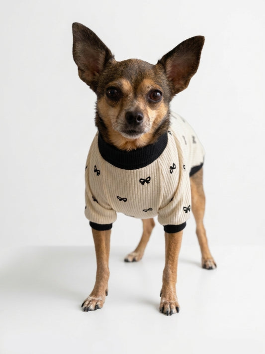Pull Manches Longues Fleurs Crème pour Chien & Chat 🌸 | Vêtement Doux Coton | Milati Paris