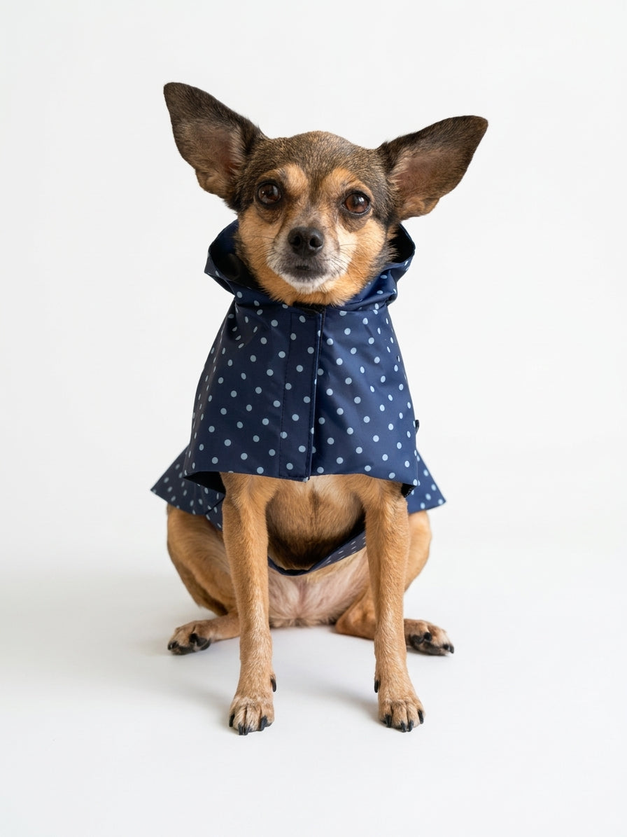 Imperméable Polka Dot Bleu Marine pour Chien 🐾 | Manteau Pluie Imperméable | Milati Paris