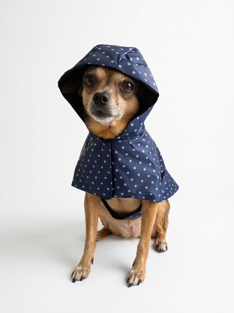 Imperméable Polka Dot Bleu Marine pour Chien 🐾 | Manteau Pluie Imperméable | Milati Paris