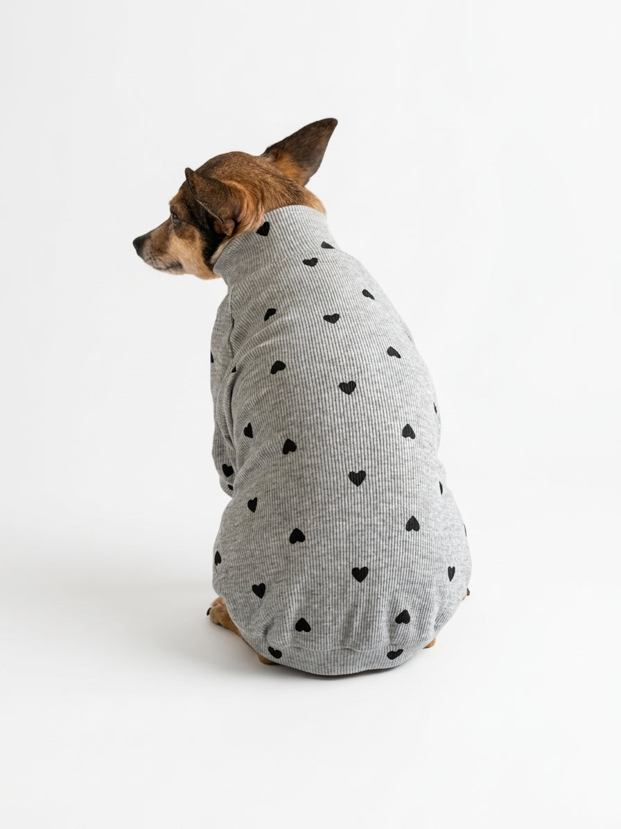Pull Manches Longues Pois Gris pour Chien & Chat 🐾 | Vêtement Doux Coton | Milati Paris