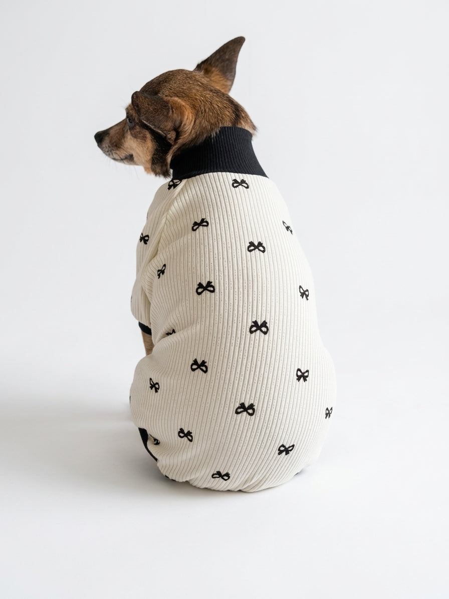 Pull Manches Longues Fleurs Crème pour Chien & Chat 🌸 | Vêtement Doux Coton | Milati Paris