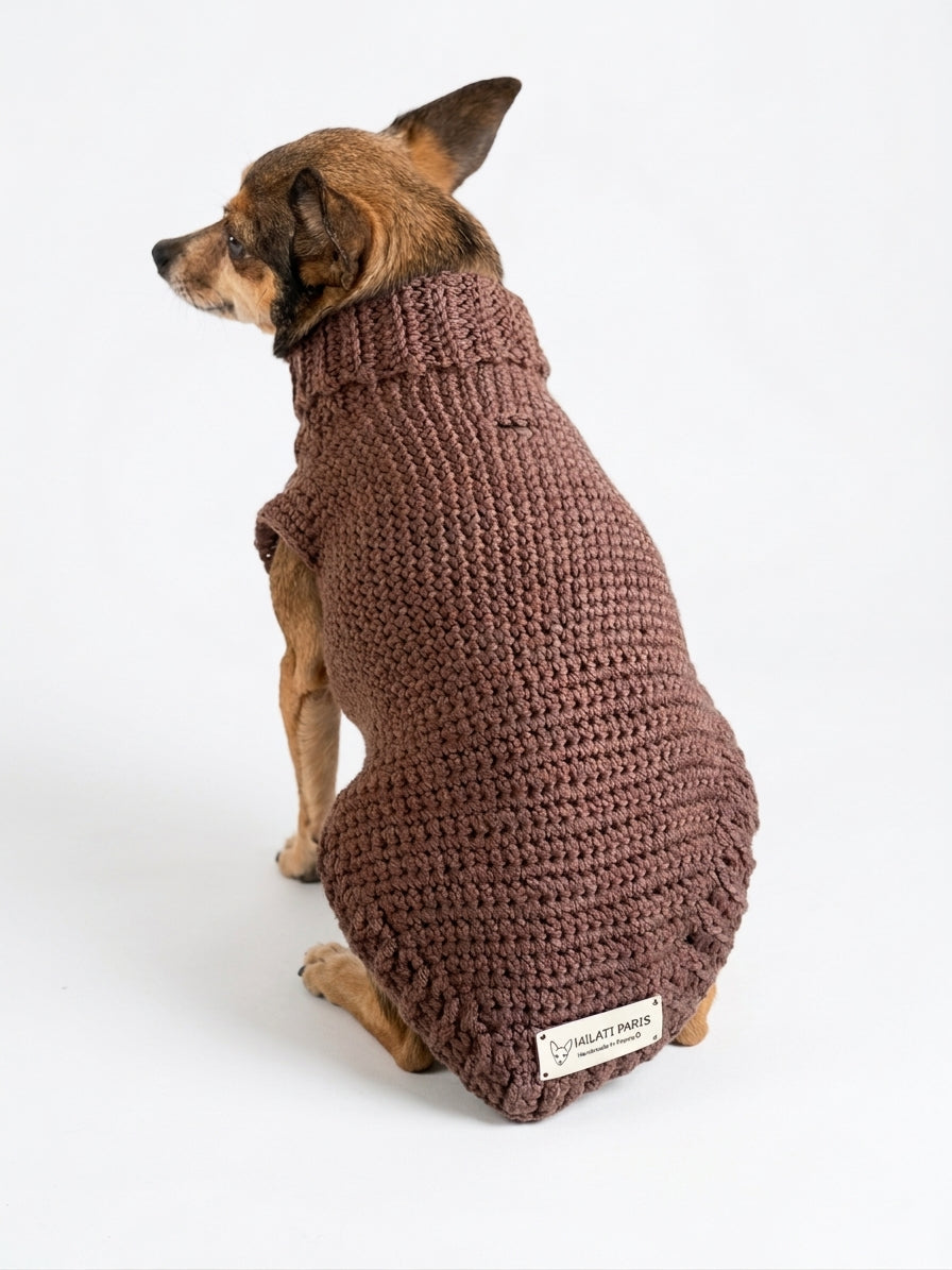 Pull Chien Marron 🤎 | Pull Tricoté Doux & Chaud | Milati Paris