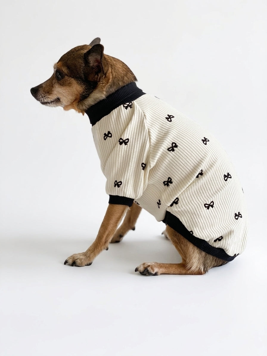 Pull Manches Longues Fleurs Crème pour Chien & Chat 🌸 | Vêtement Doux Coton | Milati Paris