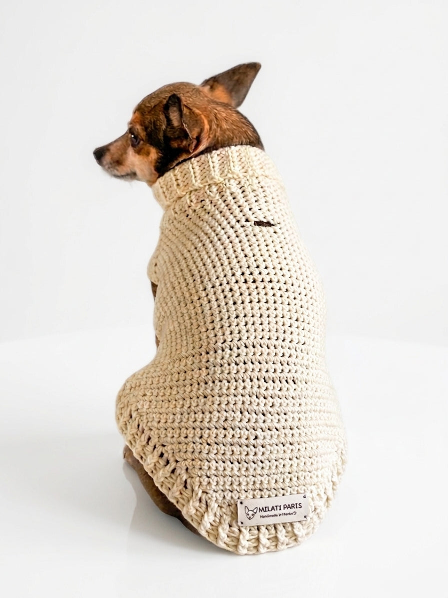 Pull Chien Beige 🦴 | Pull Tricoté Doux & Chaud | Milati Paris
