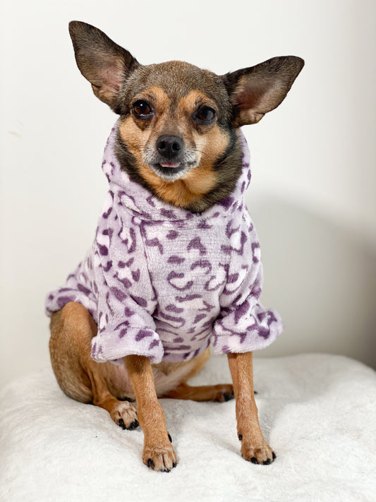 Hoodie léopard violet pour chien – MilatiParis | Made in Paris