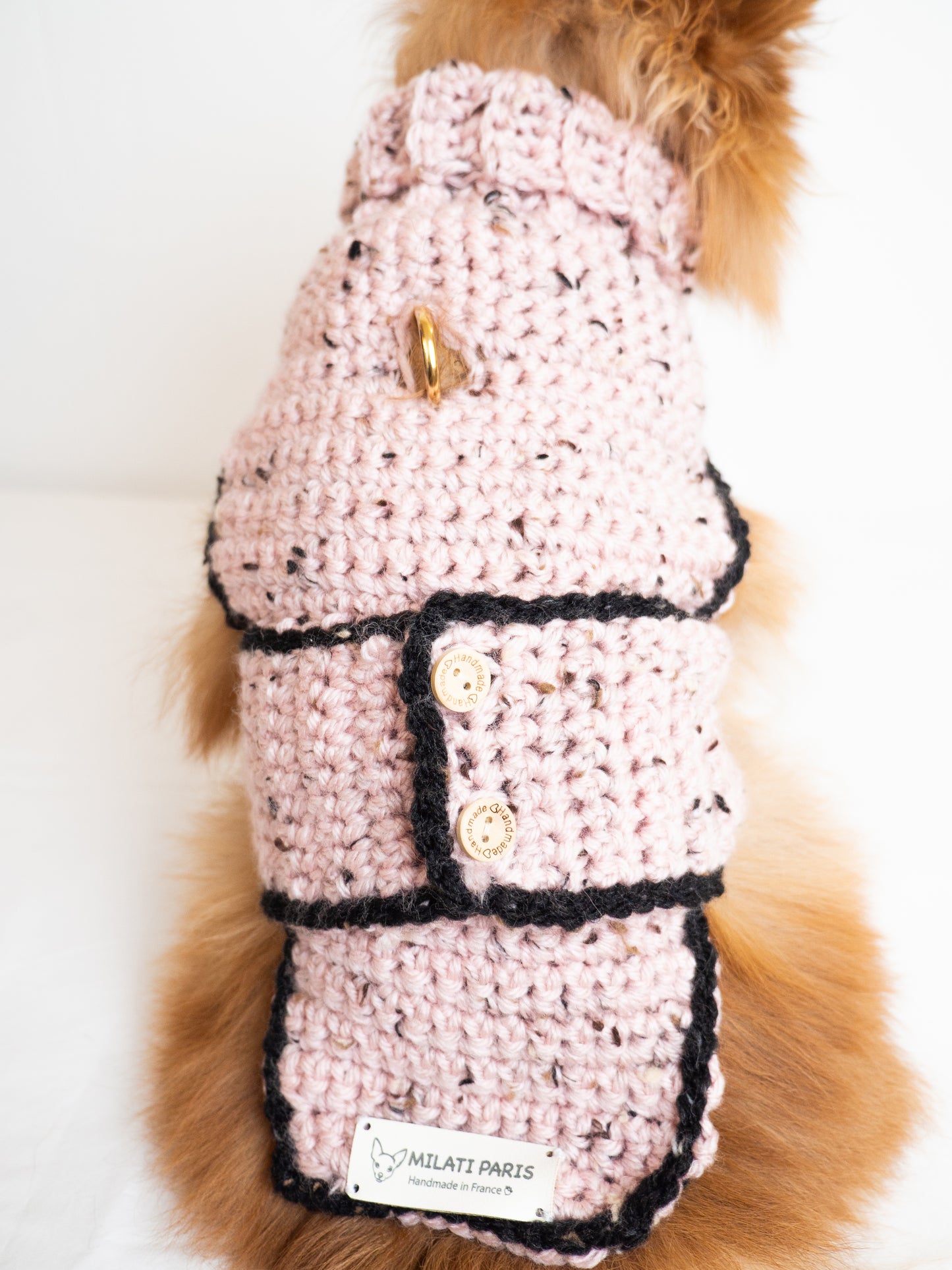 Pull-poncho au crochet en tweed